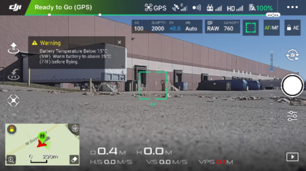 alerte notification temperature trop basse dji go 4